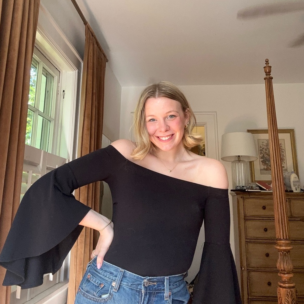 Black Flare Sleeve Body Suit